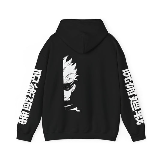 Gojo Satoru Half Face B&W Jujutsu Kaisen - Hooded Sweatshirt