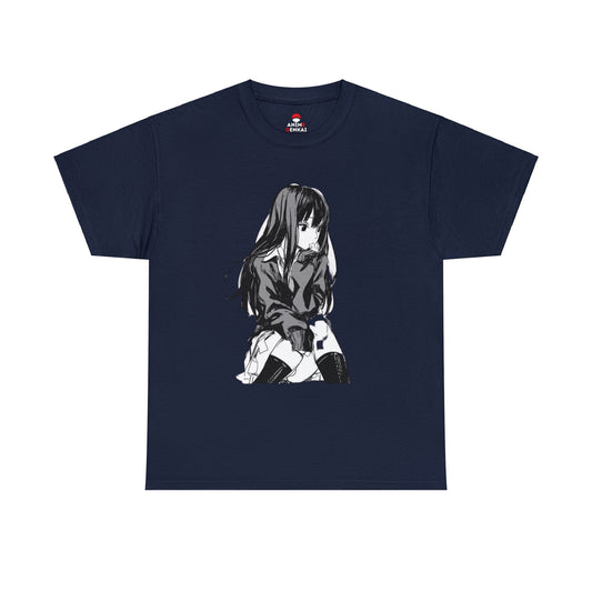 Anime Girl Siting and wondering Unisex Heavy Cotton Tee